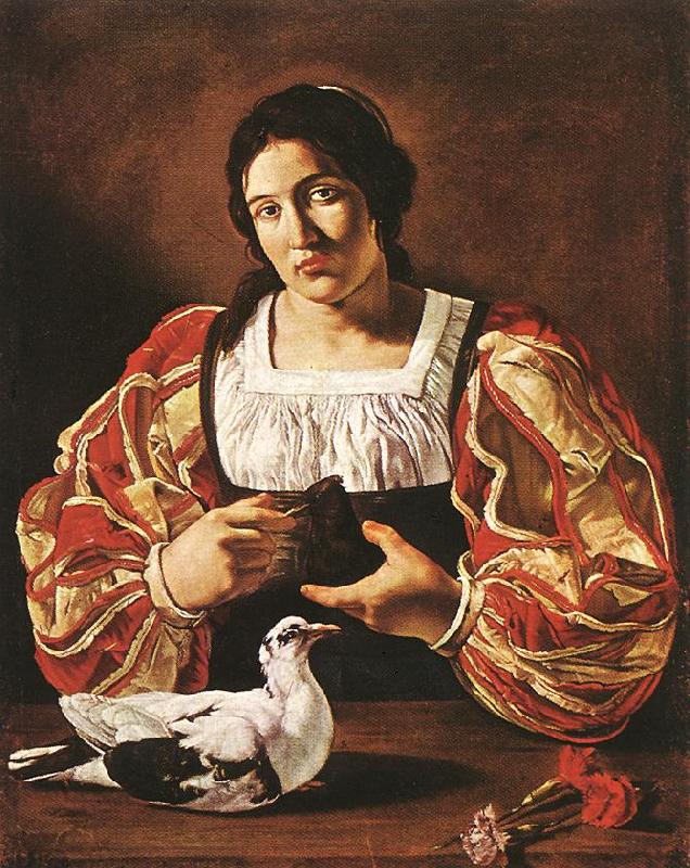 CECCO DEL CARAVAGGIO Woman with a Dove sdv oil painting picture